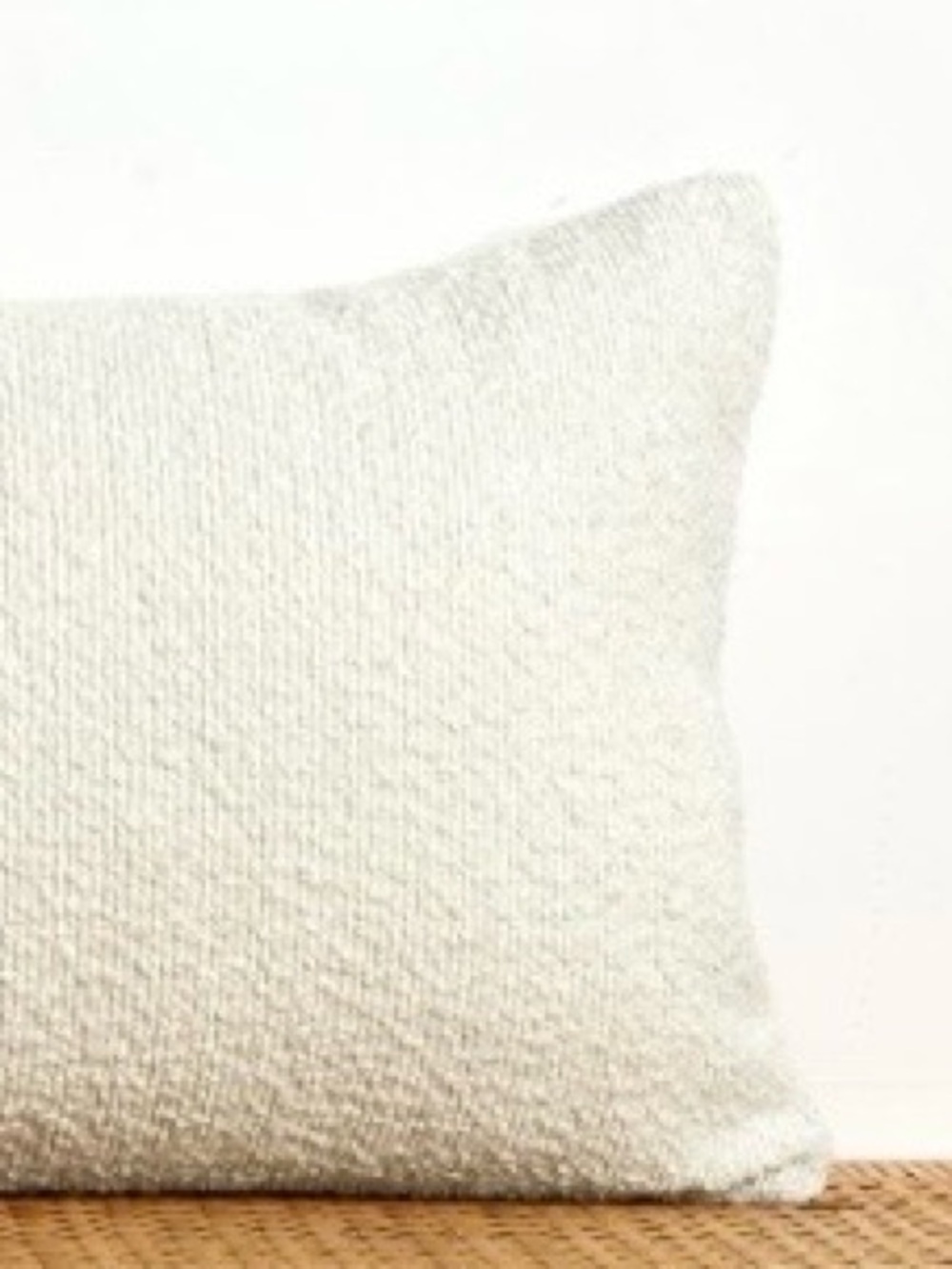 Boucle Lumbar Pillow Cover Rectangular 16x24” CREAM - Picture 4 of 11